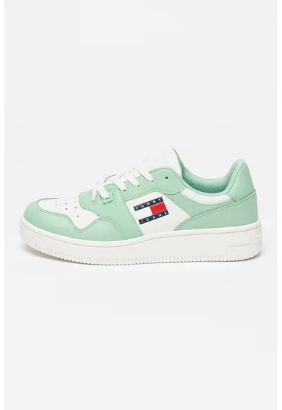 Pantofi sport cu segment perforat Retro - Alb/Verde aquamarin