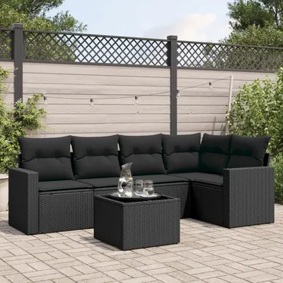 Gossi set mobilier de gradina cu perne, 6 piese, negru, poliratan
