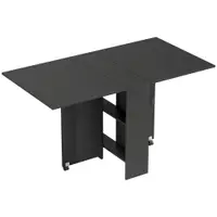 HOMCOM Masă Pliantă din Lemn cu Roți, pentru 4-6 Persoane, 75x140x75 cm, Negru | Aosom Romania