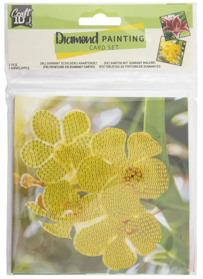 Carduri de pictură cu mărgele Grafix - Flori, 2 bucăți, 13 x 13 cm