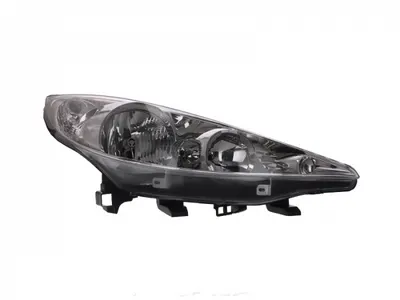 Far dreapta (H1 H7, reglaj electric, cu motoras, fundal cromat, fundal transparent) PEUGEOT 207 2006-2009