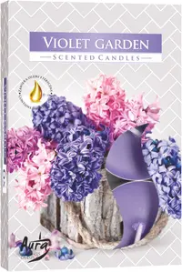 Lumanari parfumate Bispol Aura - Violet Garden, 6 bucăți