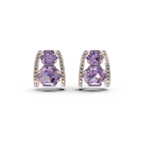 Cercei geometrici din aur roz cu ametiste hexagonale de 3.06ct si diamante de 0.2ct
