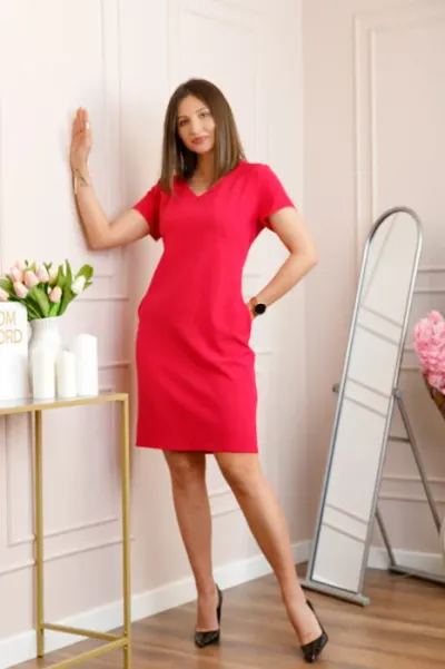 Rochie ciclam eleganta cu croi drept si anchior Lucinda