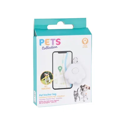 Dispozitiv 4 în 1, pentru monitorizare animale, formă de lăbuță, bluetooth, Pets Collection, 4.2x4x1 cm
