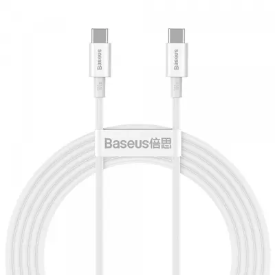 Cablu Date si Incarcare USB-C - USB-C Baseus Superior Series, 100W, 2m, Alb CATYS-C02