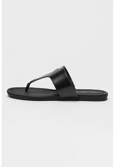 Papuci flip-flop cu monograma metalica - Negru