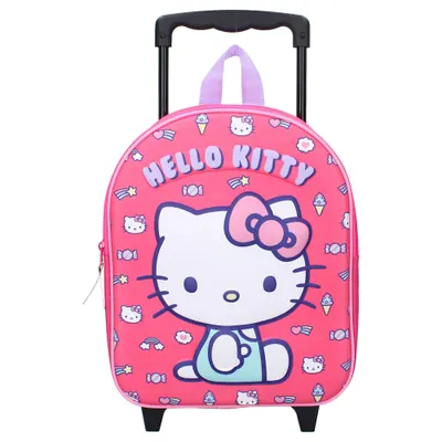 Rucsac tip Troler, 3D, cu un compartiment, 32x26x11 cm, Hello Kitty