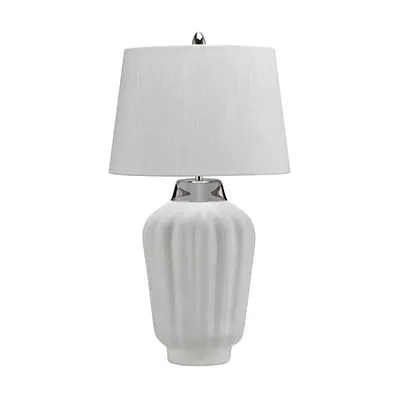 Veioza Bexley 1 Light Table Lamp – White & Polished Nickel