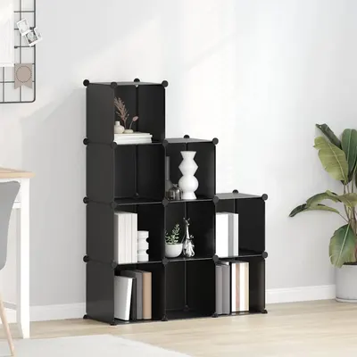 vidaXL Organizator cub de depozitare, 9 cuburi, negru, PP