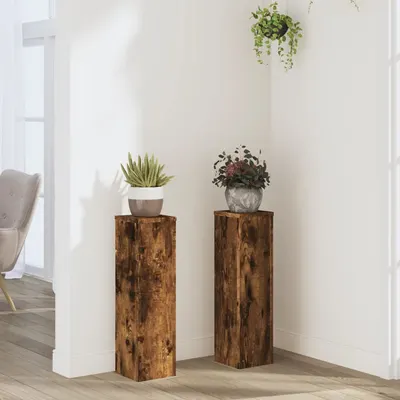 Gossi suporturi de plante, 2 buc., stejar fumuriu, 17x17x60 cm