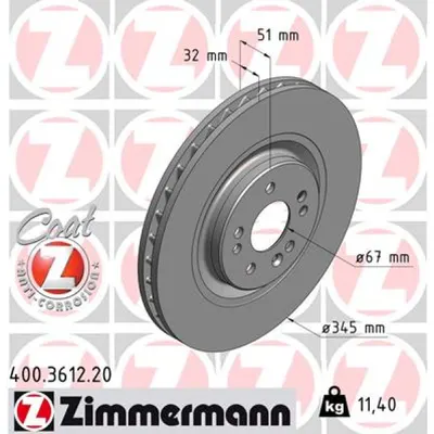Disc frana ZIMMERMANN 400.3612.20
