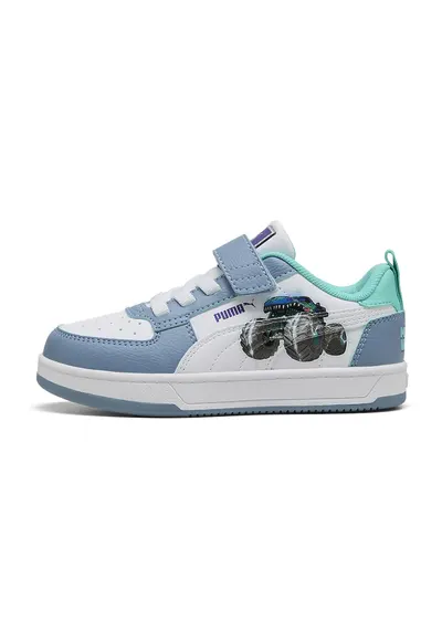 Pantofi sport Caven 2.0 Hot Wheels de piele ecologica cu imprimeu Mega Wrex - Alb/Albastru pastel