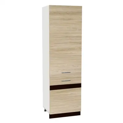 Soldat 60 YANA, 2 usi, corp alb, fronturi sonoma deschis + sonoma inchis, 60x60x200 cm