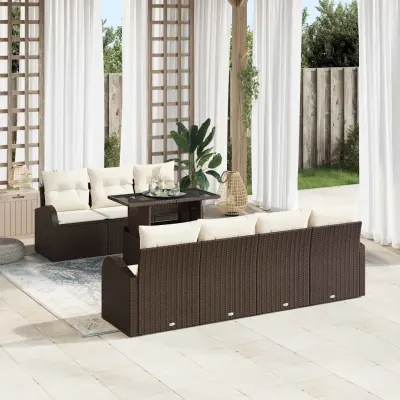 vidaXL Set de canapele pentru grădină 8 buc. Maro Poli Rattan