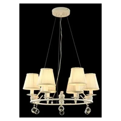 Candelabru Voyage,6 becuri dulie E14, 230V,D.62 cm, H.100 cm,Alb