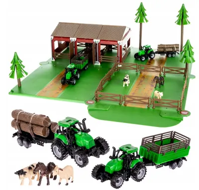 Set joc Kruzzel - Fermă cu animale și 2 mașini fermă
