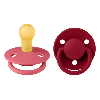 Set 2 suzete Bibs De Lux Latex, tetina rotunda, 0 luni, CoralRuby