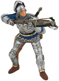Figurina Papo The Medieval Era – Arcas cu arbaleta, cu armura albastra