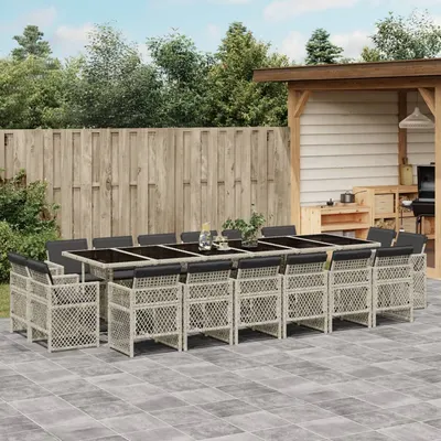 Gossi set mobilier de gradina cu perne 17 piese gri deschis poliratan