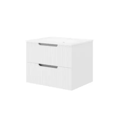 Set mobilier alb riflat cu lavoar inclus, Malta 60 cm