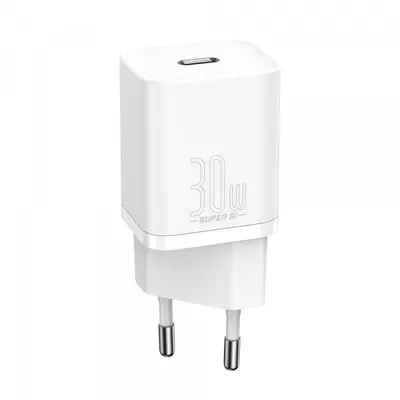 Incarcator Retea Baseus Super Si 1C, 30W, 3A, 1 x USB-C, Alb CCSUP-J02