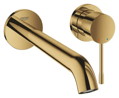 Baterie lavoar Grohe Essence New OHM 19967GL1, monocomanda, montare pe prete, pipa 230 mm, Auriu