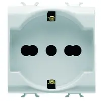 Priza Standard Italiana/germana 250v C.a. - 2p+e 16a cu Amperaj Dublu - 2 Module - Alb Lucios - Antibacterian - Chorusmart
