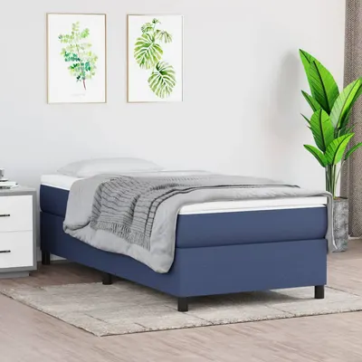 vidaXL Cadru de pat cu arcuri țesătură albastră 90x190 cm