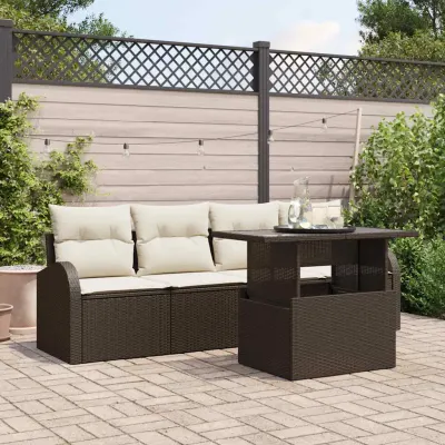 vidaXL Set de canapele pentru grădină 5 buc. Maro Poli Rattan