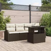 vidaXL Set de canapele pentru grădină 5 buc. Maro Poli Rattan
