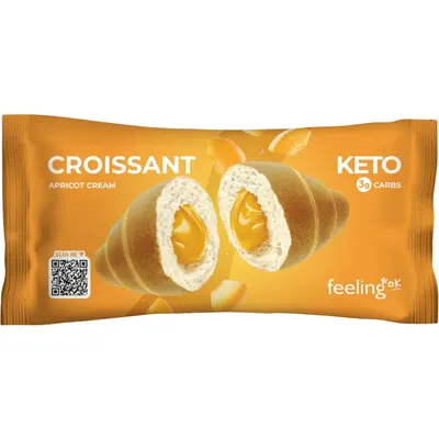 Croissant Keto Proteic cu Crema de Caise fara Zahar Low Carb 50g