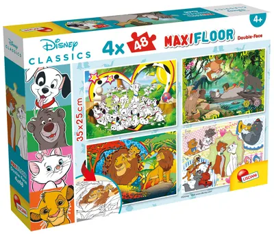 Puzzle cu două fețe Lisciani pentru colorat 4 х 48 piese- Clasici