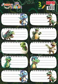 Etichete scolare autoadezive, 30buc/set, Tanex, Dinozauri