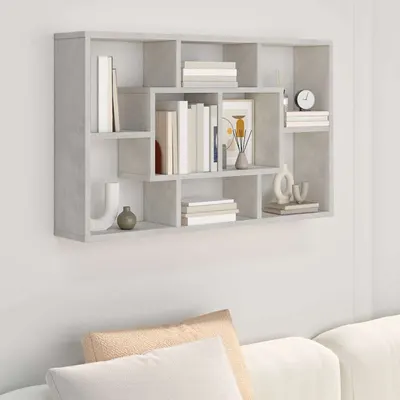 vidaXL Raft de perete, gri beton, 85x16x52,5 cm, lemn prelucrat