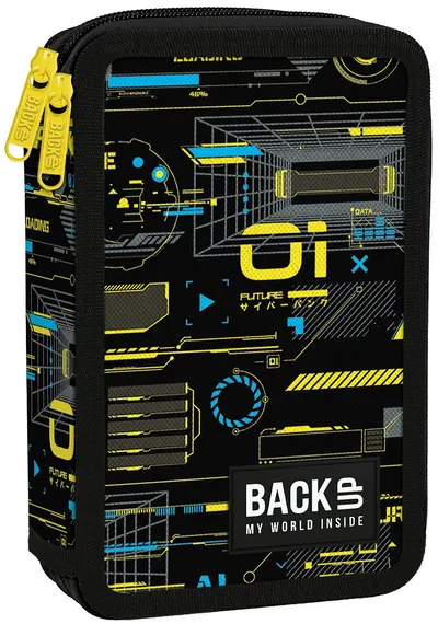 Penar cu rechizite BackUp DW - Cyber Attack, cu 2 fermoare