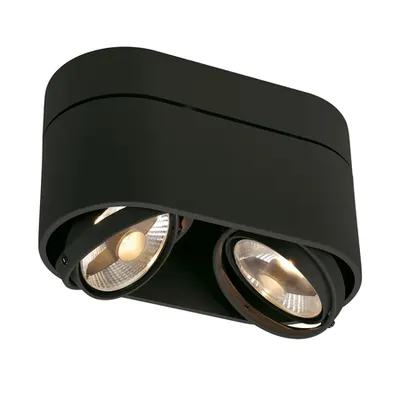 Corp iluminat TAVAN, KARDAMOD GU10 Luminita Plafonul, negru cu Doua capete, QPAR111, rotund, negru mat, max. 150W