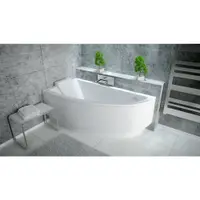 Cada baie asimetrica, acril, 150 x 70 cm, orientare stanga, Besco Praktika