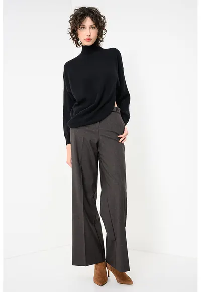 Pulover asimetric din lana si casmir Deborah - Negru