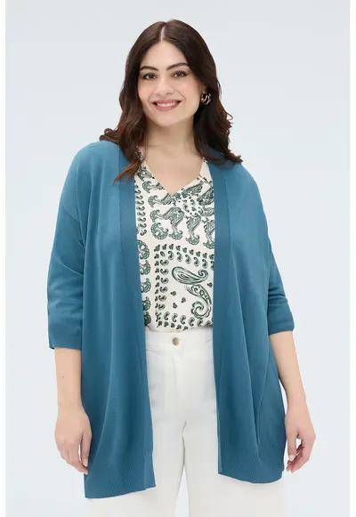 Cardigan lejer uni - Albastru petrol