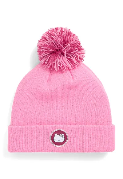 Caciula cu ciucure Hello Kitty - Roz pastel