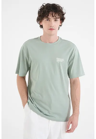 Tricou de bumbac organic Chef Life - Verde turcoaz/Alb murdar