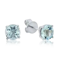 Cercei stud din aur alb cu acvamarine de 1.5ct