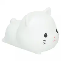 Lampa de noptiera pentru copii white Kitty, realizata din silicon, cu 2 moduri de iluminare, cronometru, baterie 1200 mAh, usb, dimensiune 15 x 11 x 10 cm