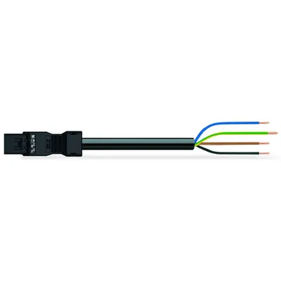 pre-assembled connecting cable; Eca; Plug/open-ended; 4-pole; Cod. A; H05Z1Z1-F 4G 1.5 mm²; 7 m; 1,50 mm²; black
