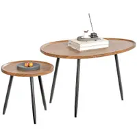 HOMCOM Set de 2 Măsuțe de Cafea Suprapunabile din Lemn și Metal | Aosom Romania