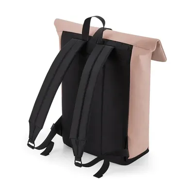 Sac à dos avec rabat roll-top en polyuréthane mat - Nude Pink - One Size