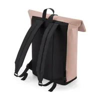 Sac à dos avec rabat roll-top en polyuréthane mat - Nude Pink - One Size