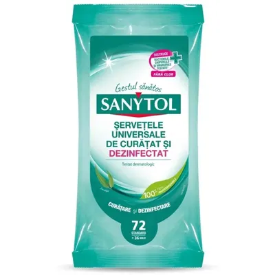 Servetele Umede Dezinfectante Multisuprafete Sanytol, 72 Bucati