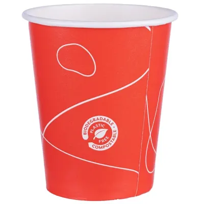 Pahare din Carton, 270 ml, Biodegradabile, Rosii, 25 Bucati
